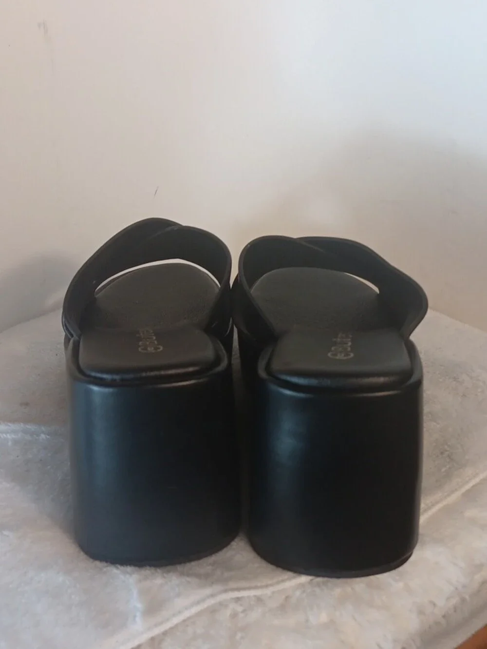 Black Platform Slide Sandals - Women's